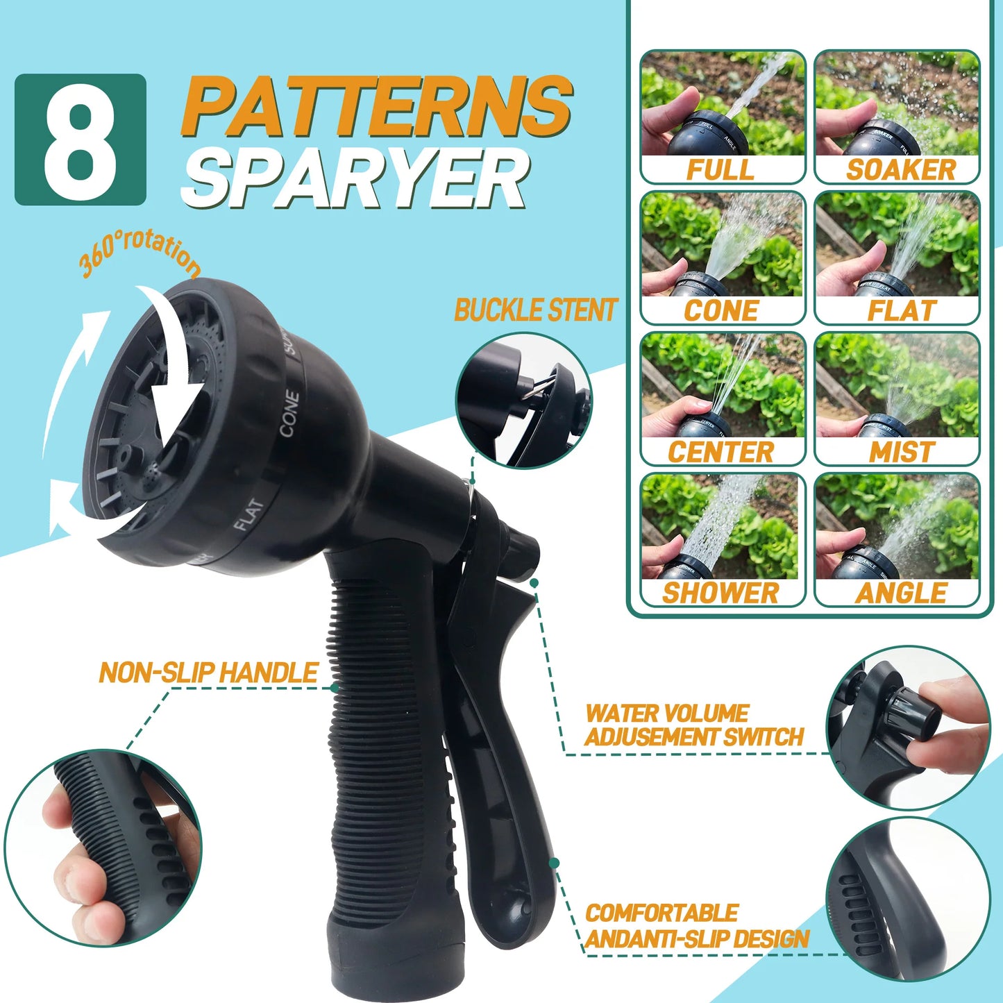 Lightweight no-kink water hose for outdoor use