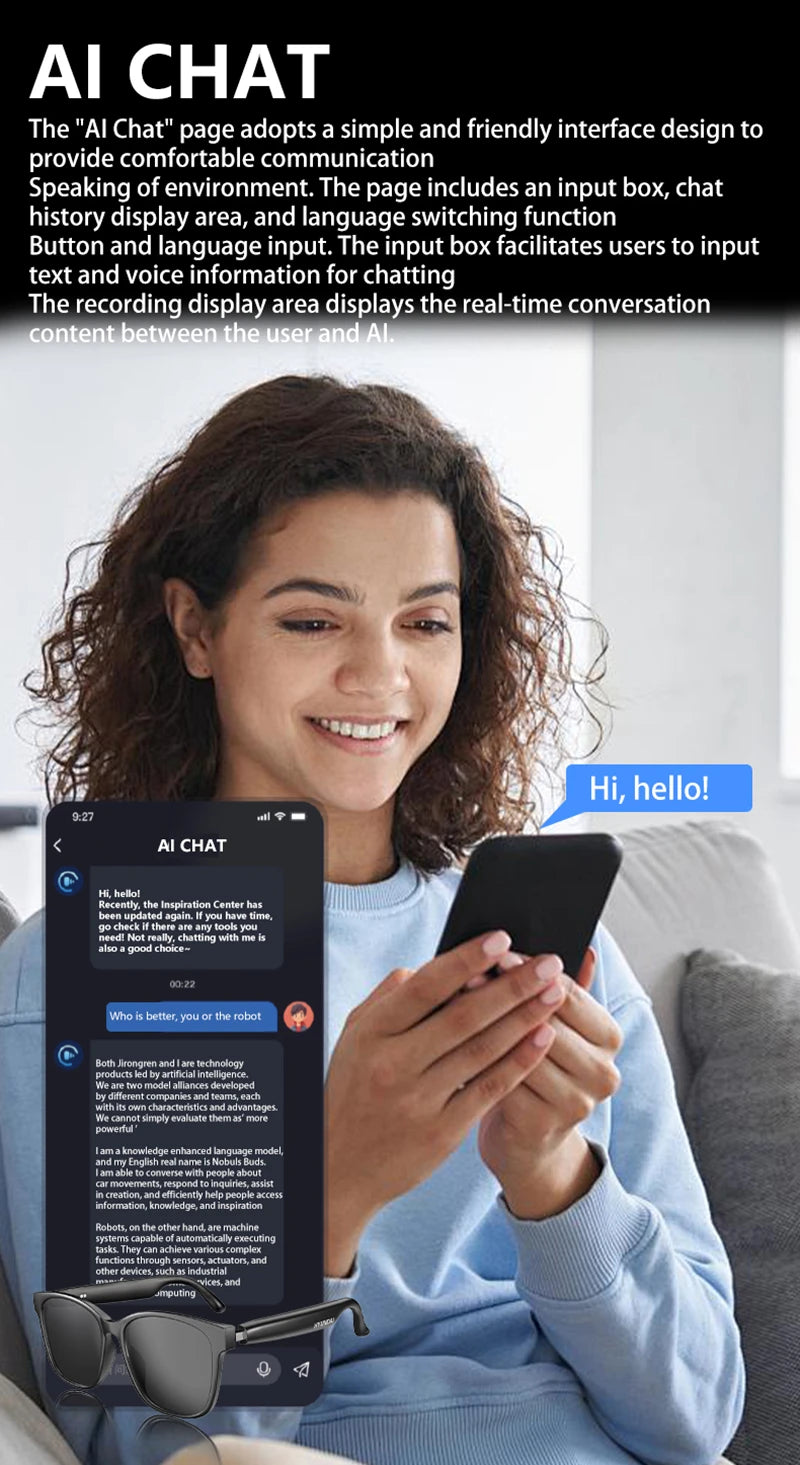 2025 AI Smart Glasses – Ray-Ban Style Bluetooth Translator