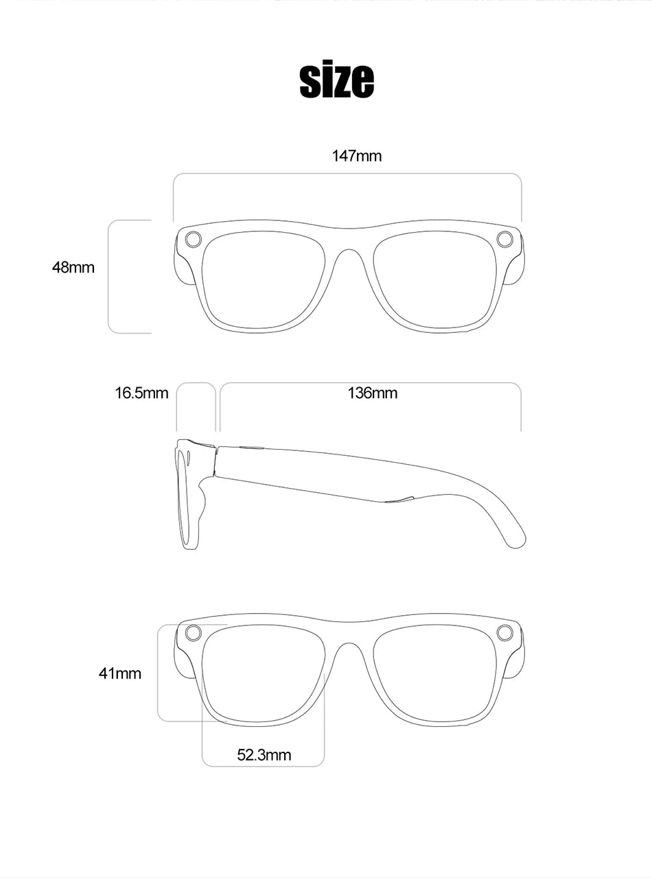 2025 Ray-Ban Style AI Smart Glasses – 100MP Cam, ChatGPT, Waterproof