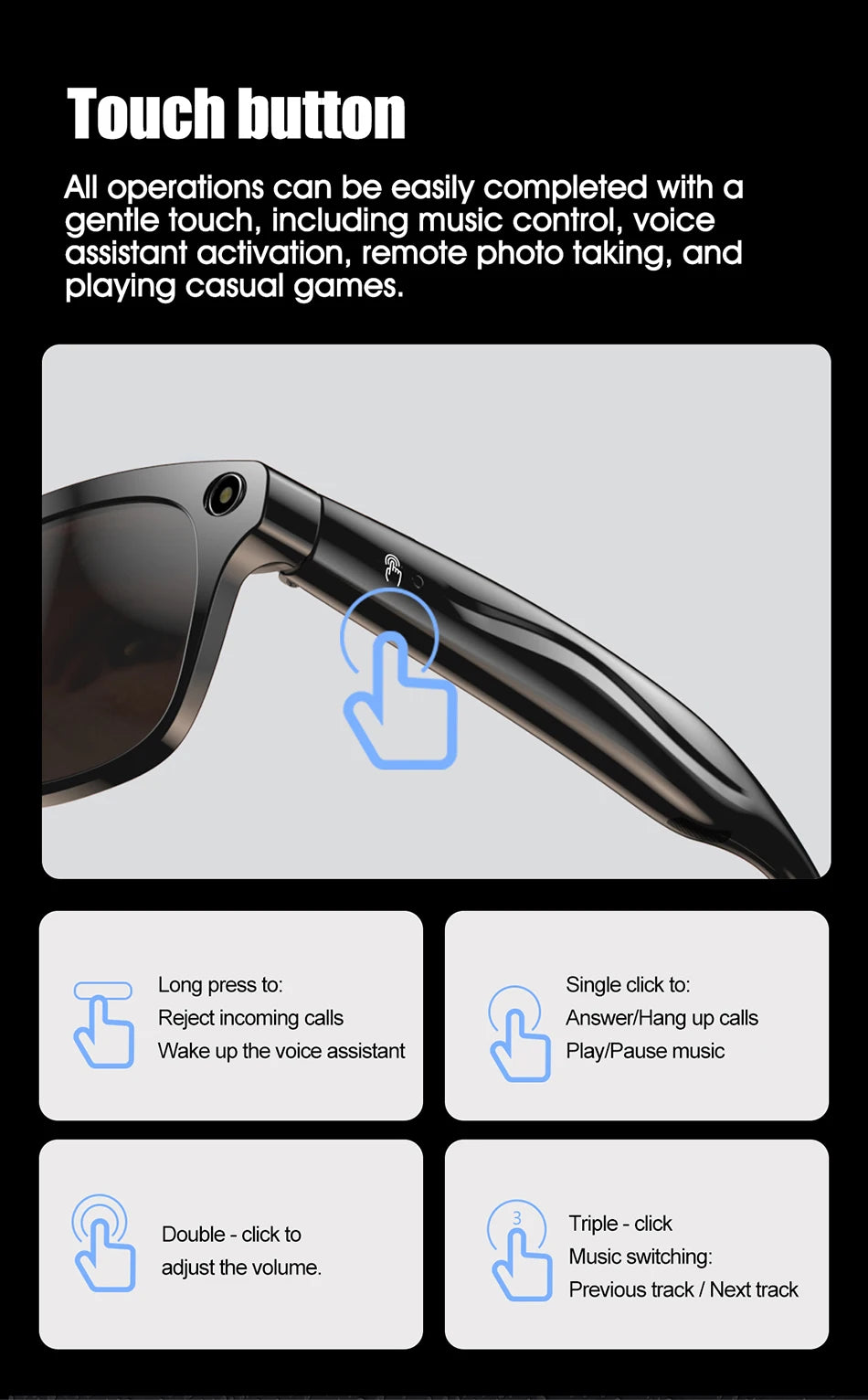 2025 Ray-Ban Style AI Smart Glasses – 100MP Cam, ChatGPT, Waterproof