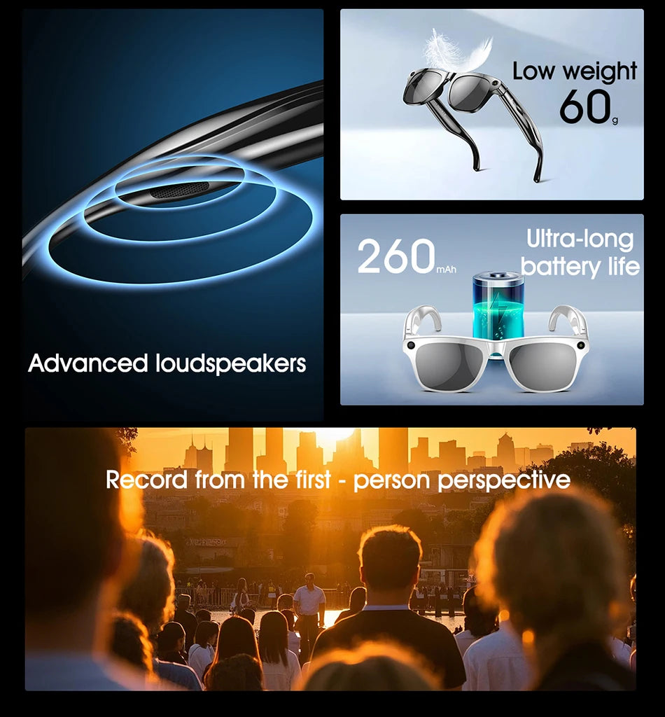 2025 Ray-Ban Style AI Smart Glasses – 100MP Cam, ChatGPT, Waterproof