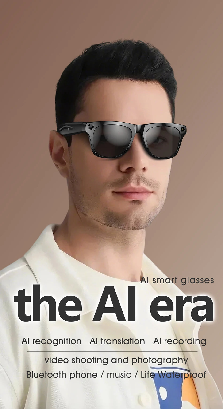 2025 Ray-Ban Style AI Smart Glasses – 100MP Cam, ChatGPT, Waterproof