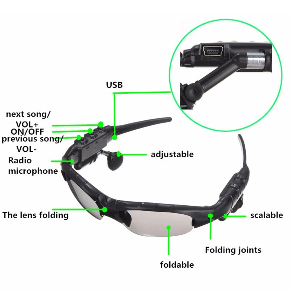 Ray-Ban Style Bluetooth Sunglasses – Wireless Headset MP3 Glasses
