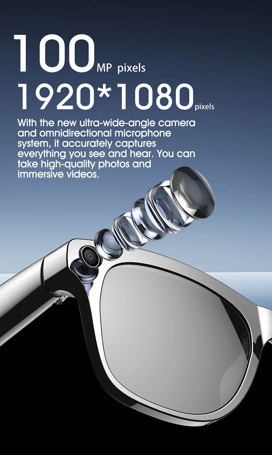 2025 Ray-Ban Style AI Smart Glasses – 100MP Cam, ChatGPT, Waterproof