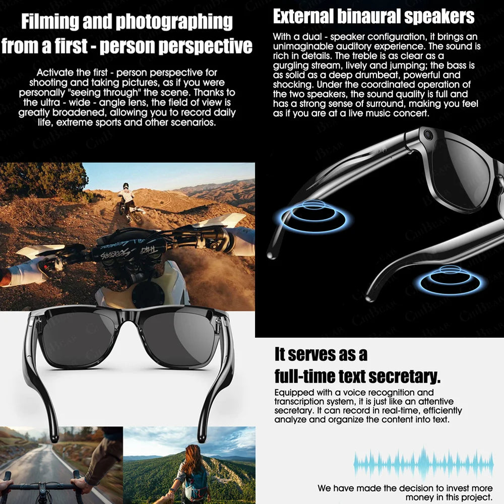 Waterproof AI Smart Glasses with Bluetooth