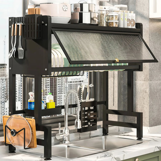 3-Tier Over the Sink Dish Drying Rack with Cover
