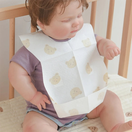 disposable baby bibs 50 pack cartoon bear