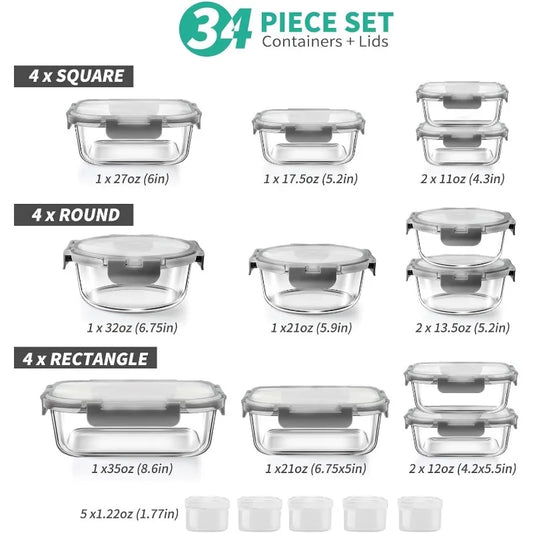 Glass meal prep containers with lids