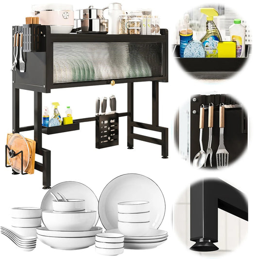 Over Sink Dish Organizer with Dustproof Cover