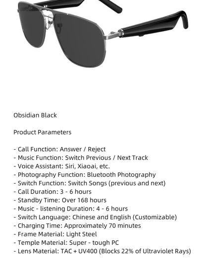 Smart Bluetooth Glasses with AI Headphones – Ray-Ban Style for Pilots