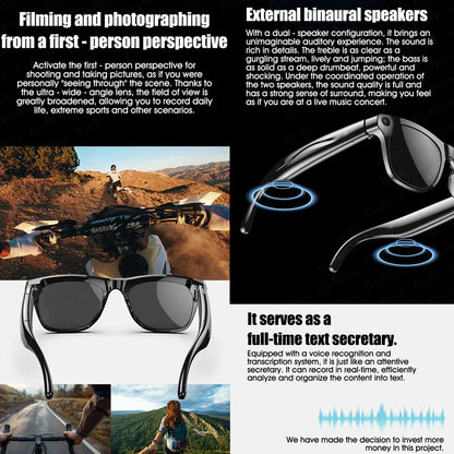 Waterproof AI Smart Glasses with Bluetooth