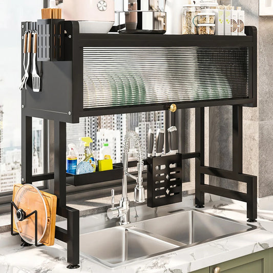 3-Tier Over the Sink Dish Rack with Cover
