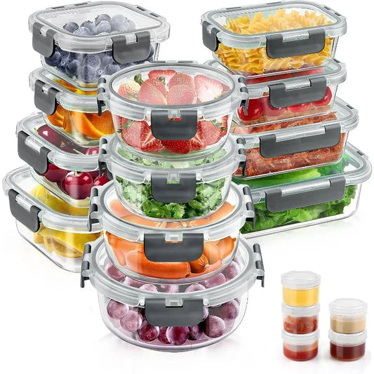 34pcs airtight glass food container set